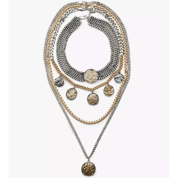 Zara 4 Pack Of Metal Necklace With Combined Medallions - Picture 2 of 2